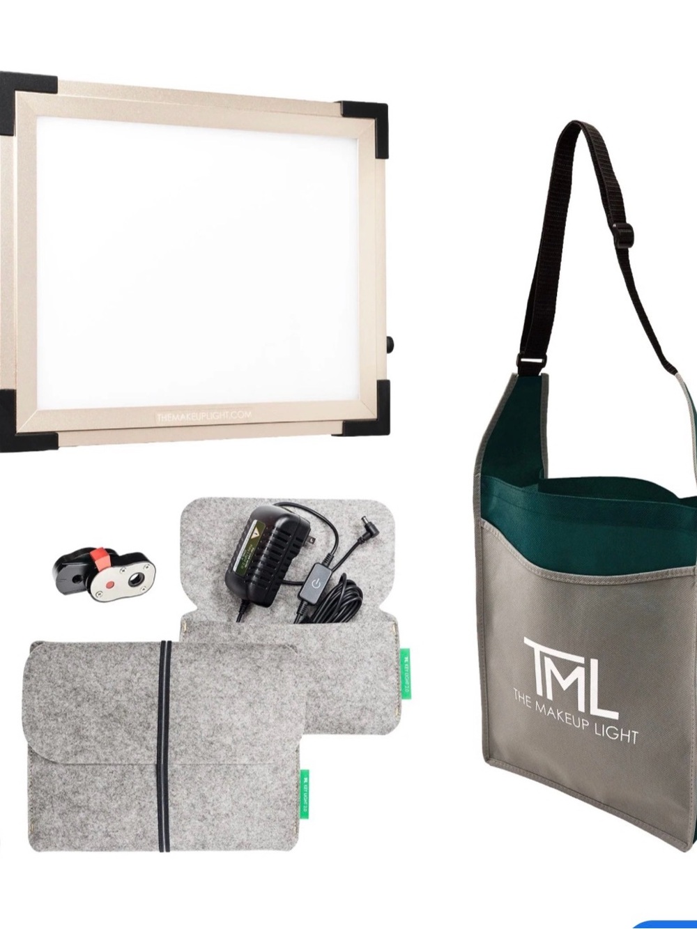 The Makeup Light Portable Panel + Carry Bag in Gray & Teal